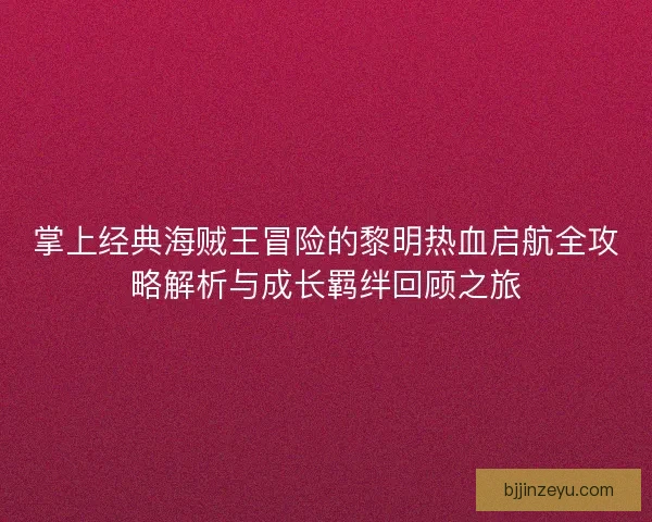 掌上经典海贼王冒险的黎明热血启航全攻略解析与成长羁绊回顾之旅